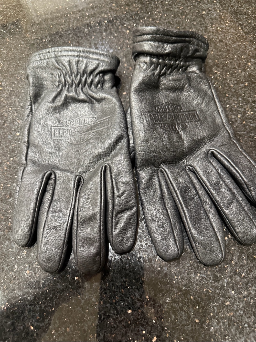 Harley-Davidson Men’s Black Leather Embossed Riding Gloves Sz L
